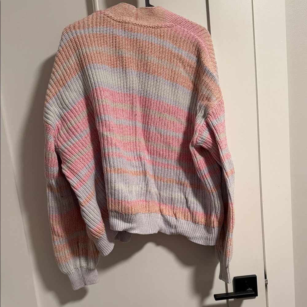 GAP Pastel Striped Button-Front Cardigan in Pink, Peach & Lavender - Picture 5 of 5